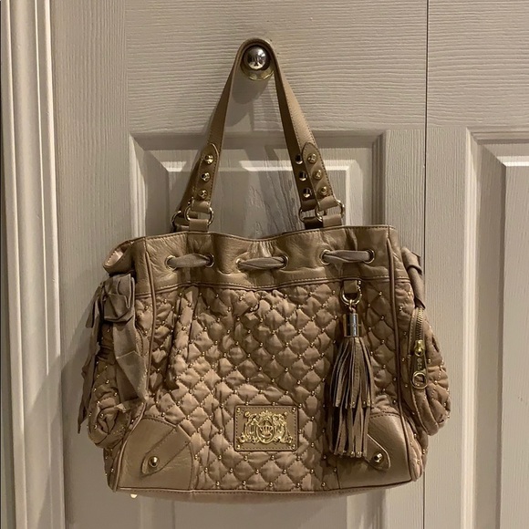 Juicy Couture Handbags - Juicy Couture- Studded Beige/Gold Shoulder Purse